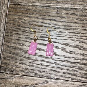 handmade pink gummy bear earrings